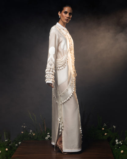 Sculptural patchwork dress