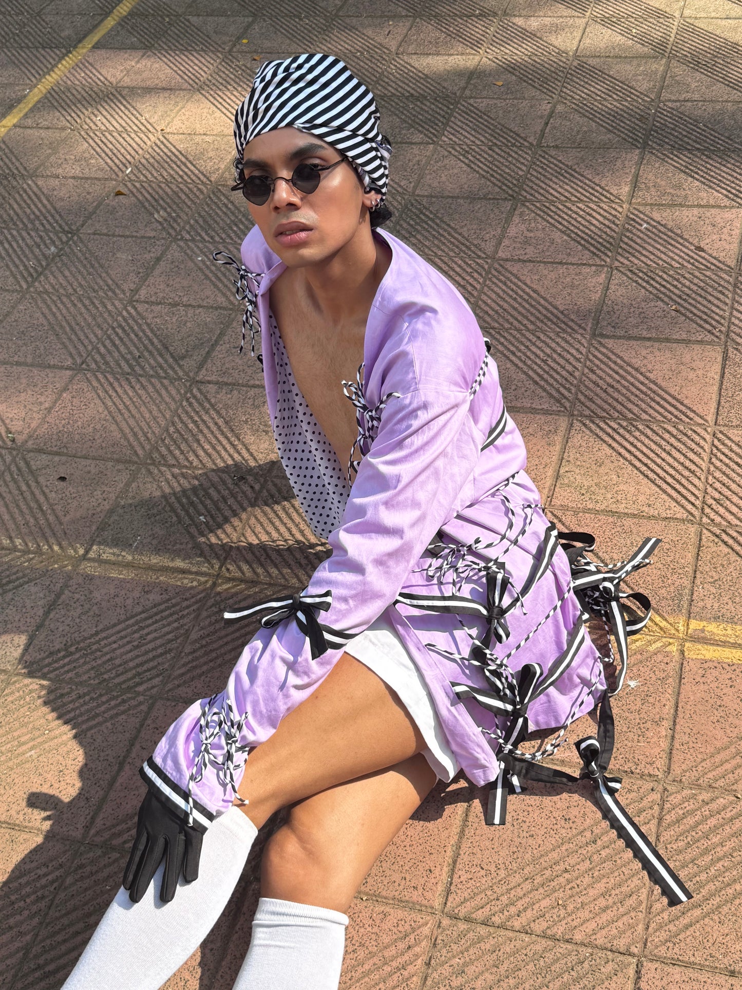 Striped fringed jacket