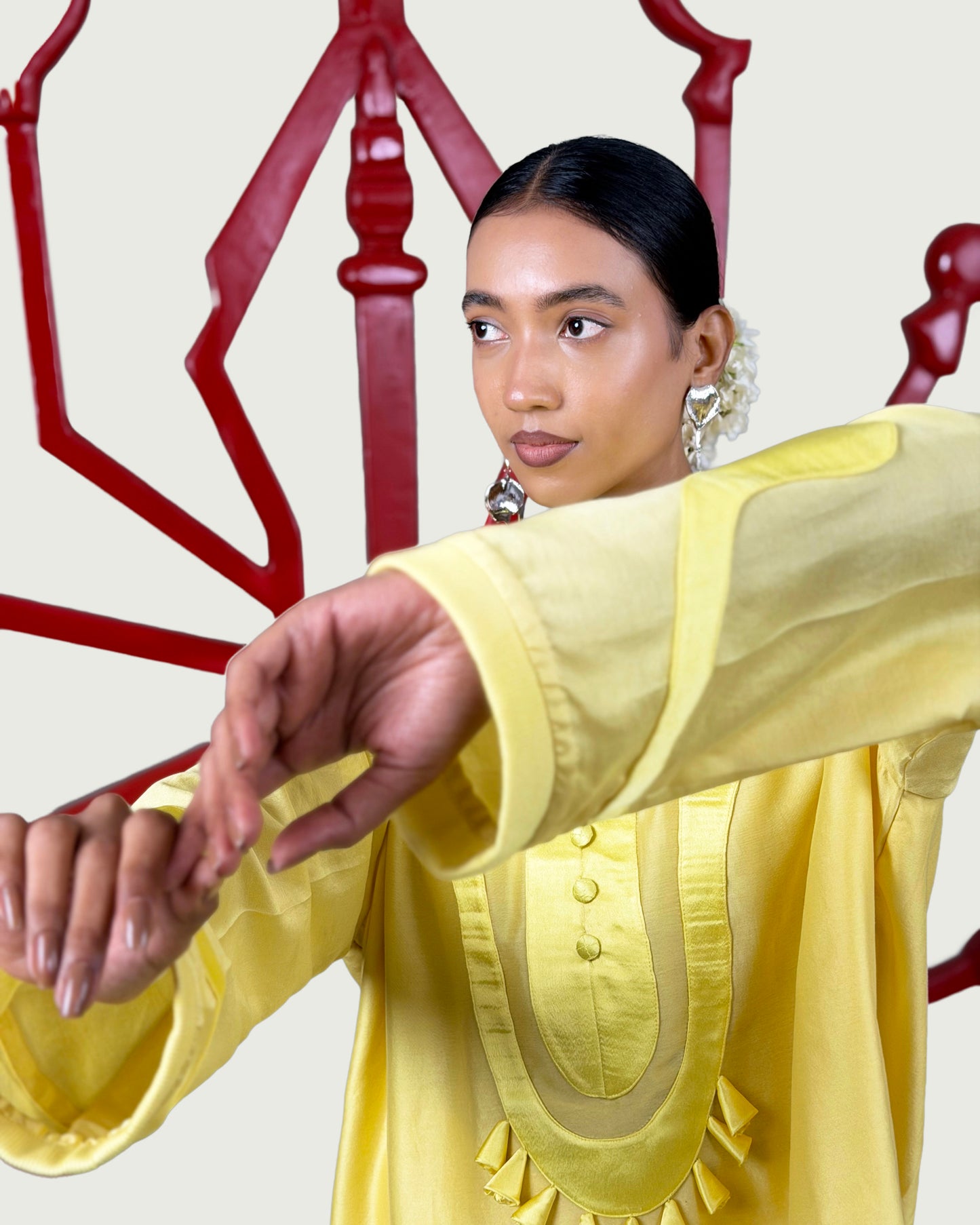 Paisley patch kurta + Lungi skirt set