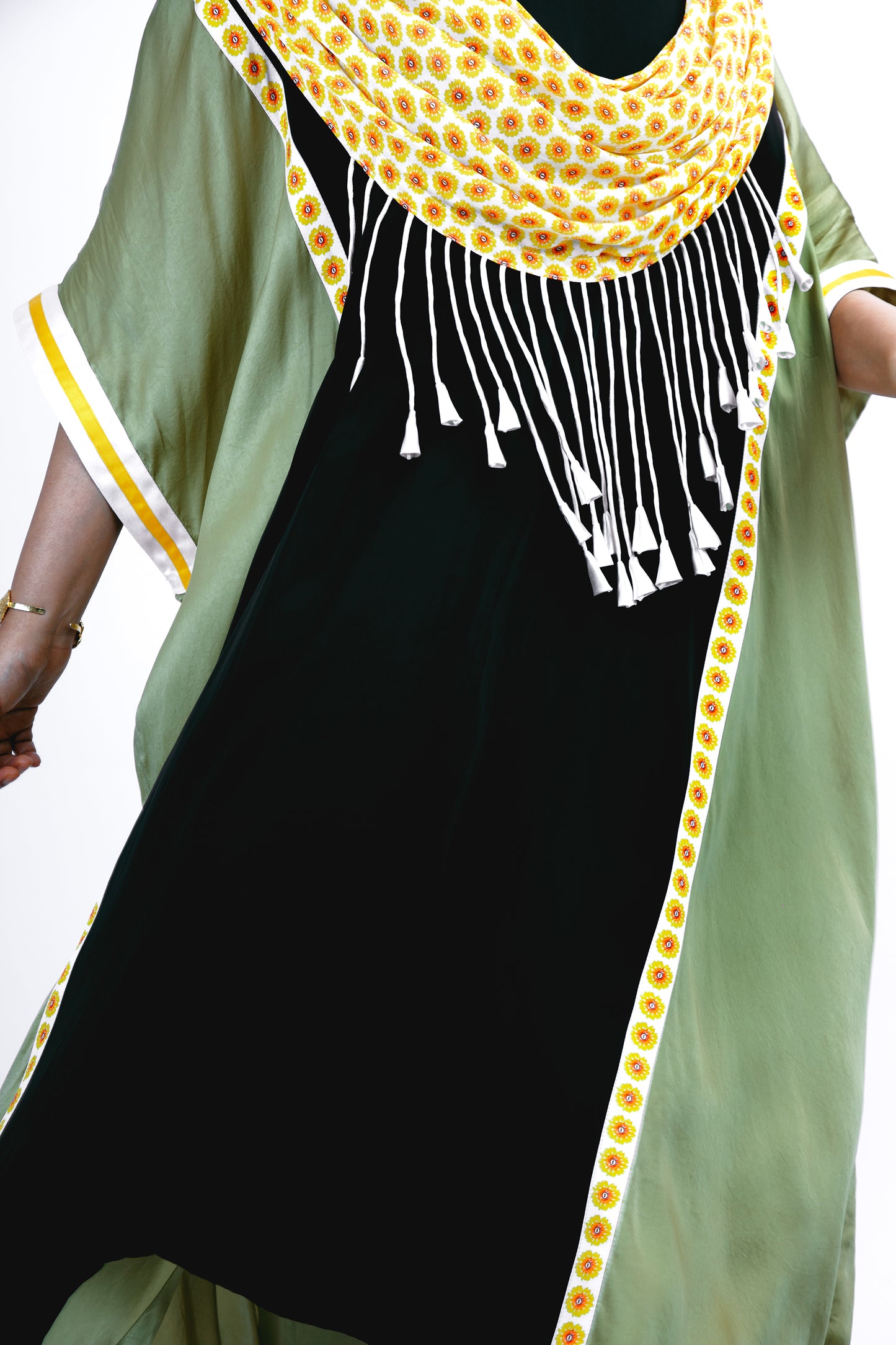 Scallop drape kaftan set