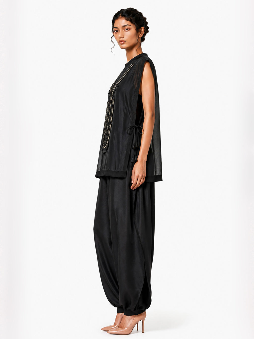 Sculptural vest + Pleated trouser set