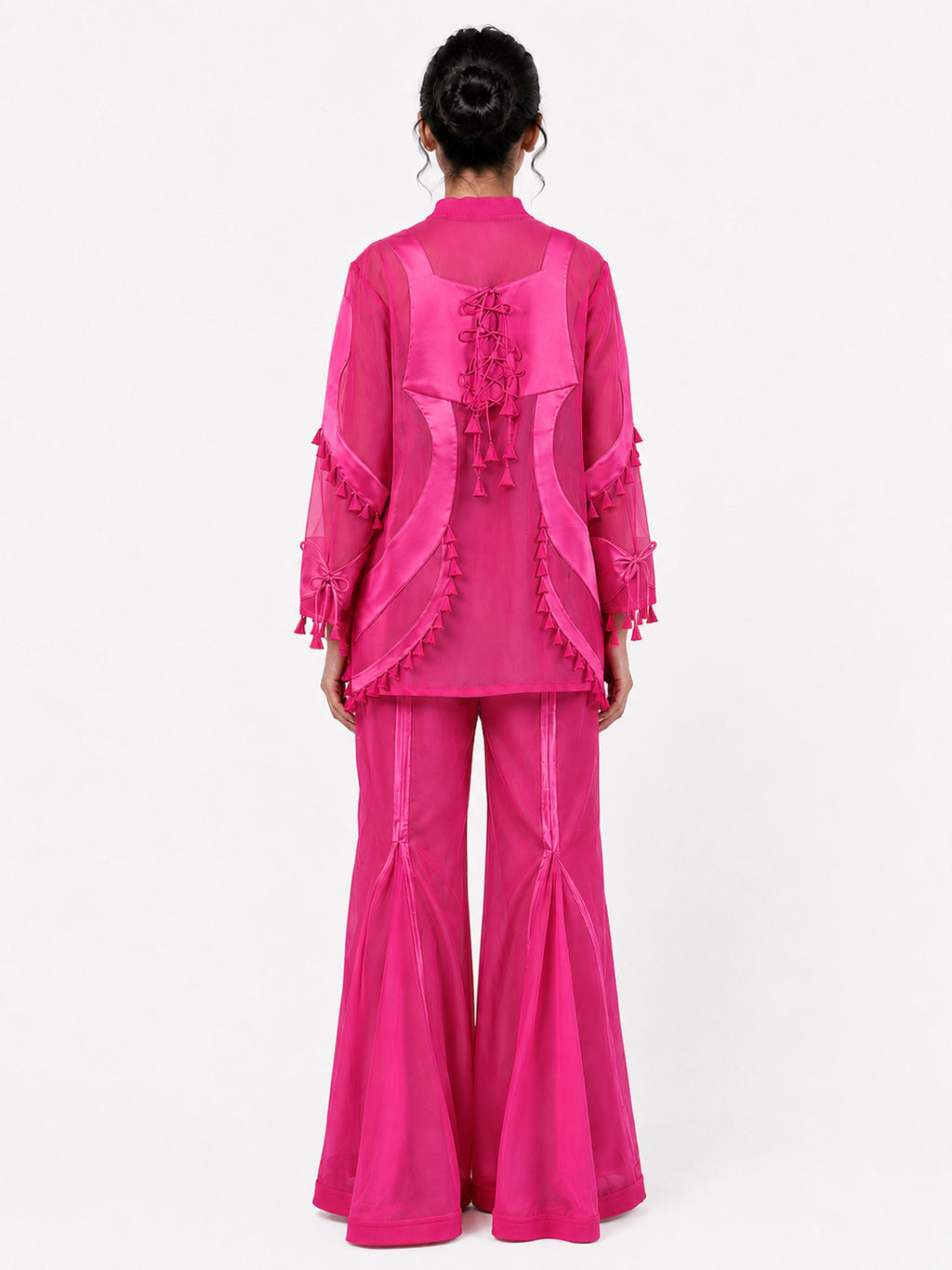 Sculptural scallop kurta + Godet flared trouser set