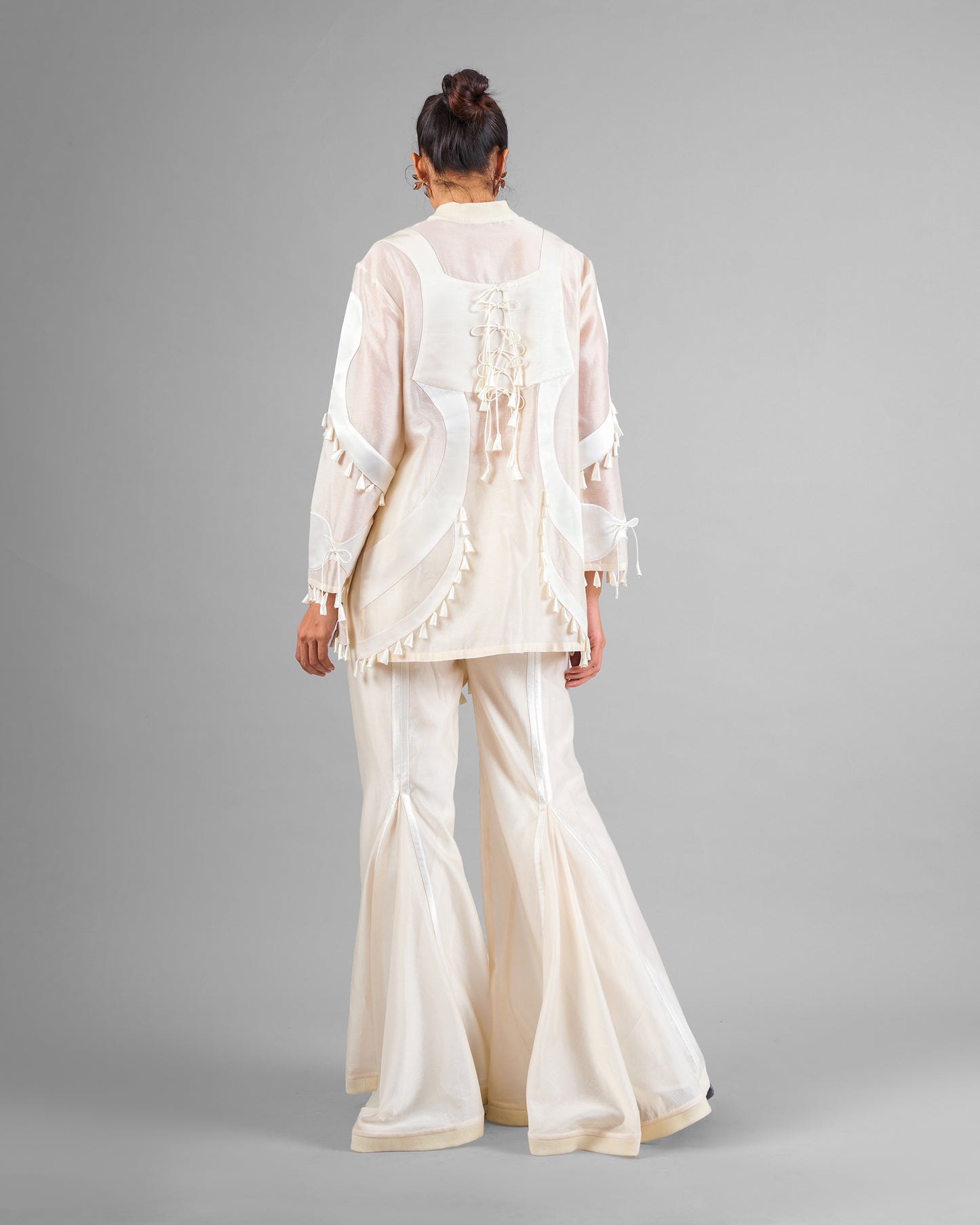 Sculptural scallop kurta + Godet flared trouser set