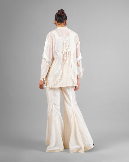 Sculptural scallop kurta + Godet flared trouser set