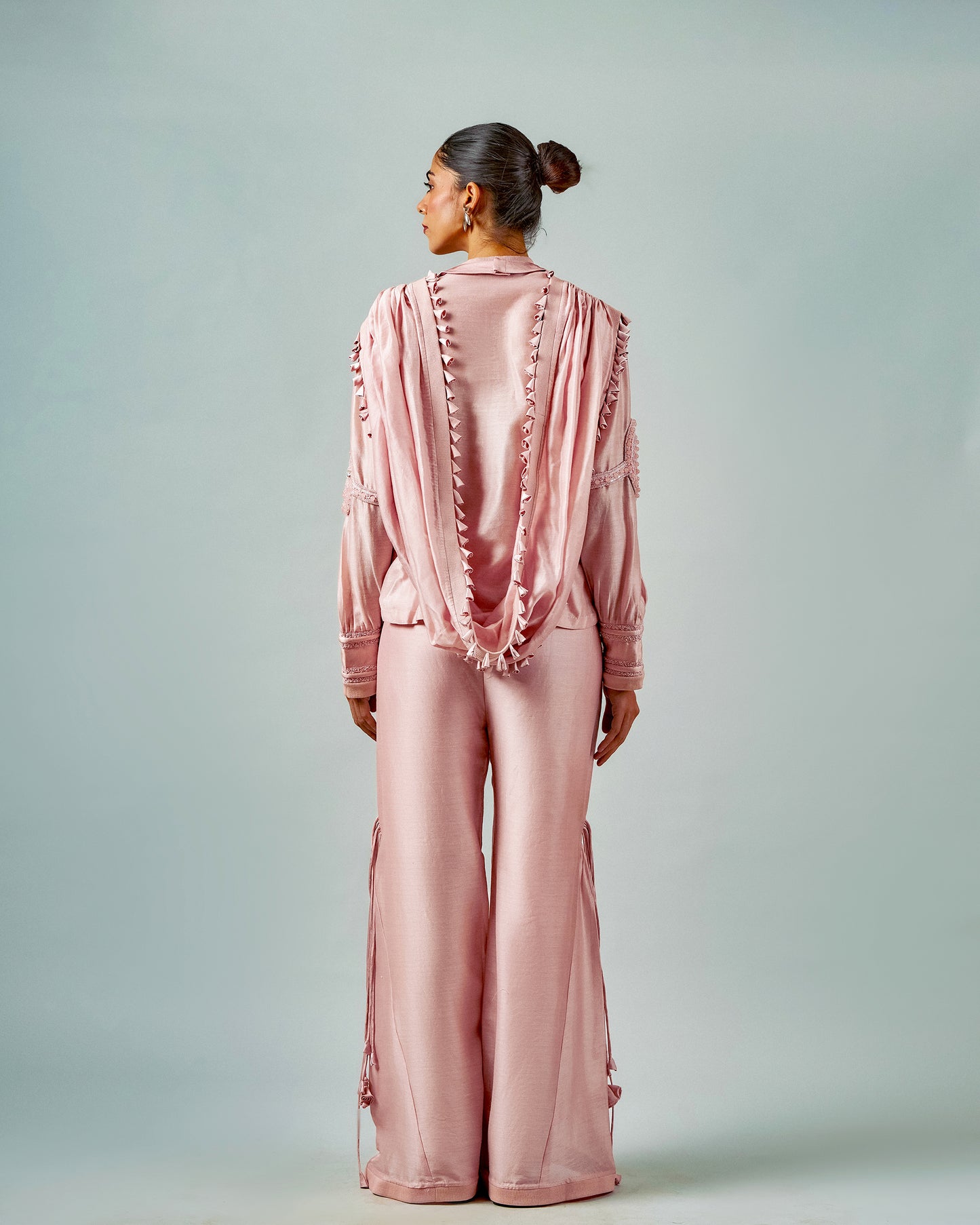 Necklace drape top + Tassels godet trouser set