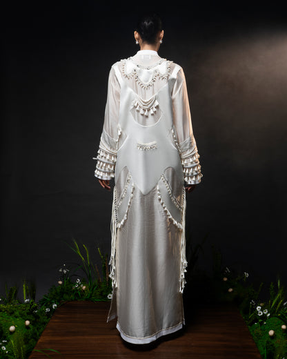 Sculptural patchwork dress