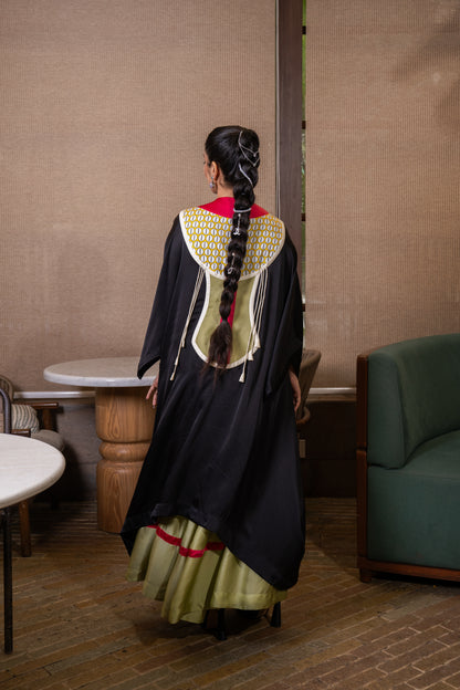 Patchwork cowled kaftan set