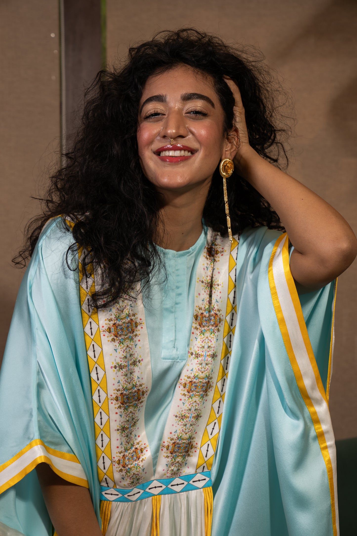 Dupatta drape kaftan set