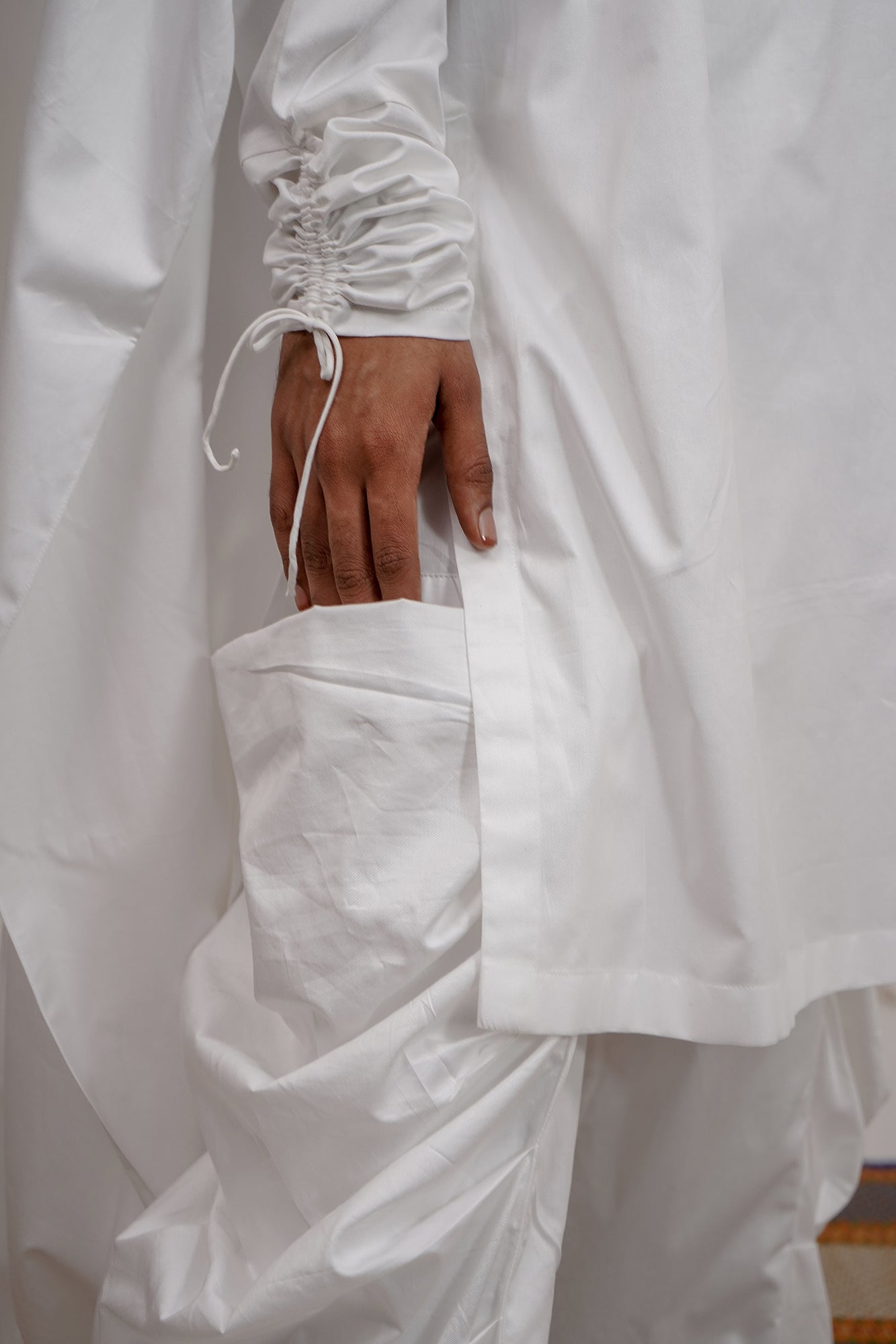 Gathered hoodie kurta set