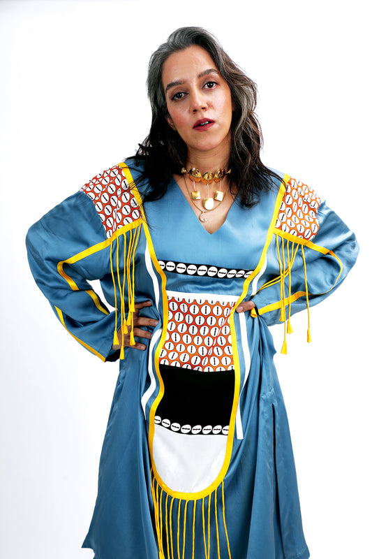 Geometric tassels kurta set