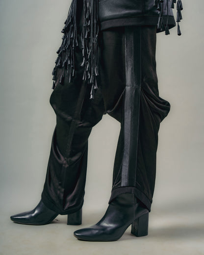 Cut-out tassels jacket + Pick-up trouser set