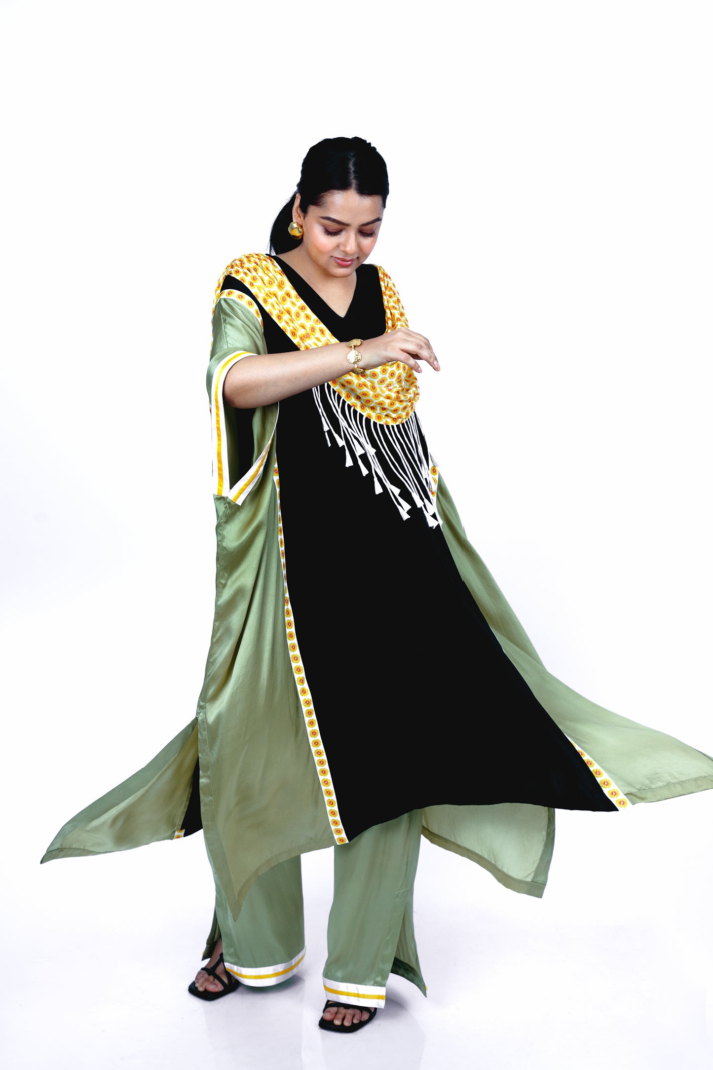 Scallop drape kaftan set
