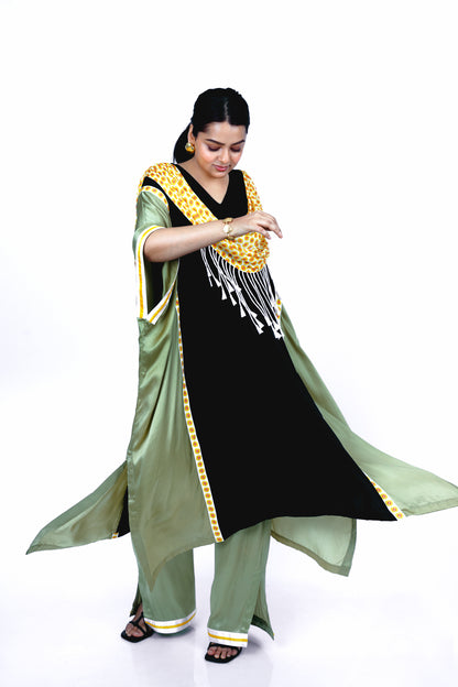 Scallop drape kaftan set