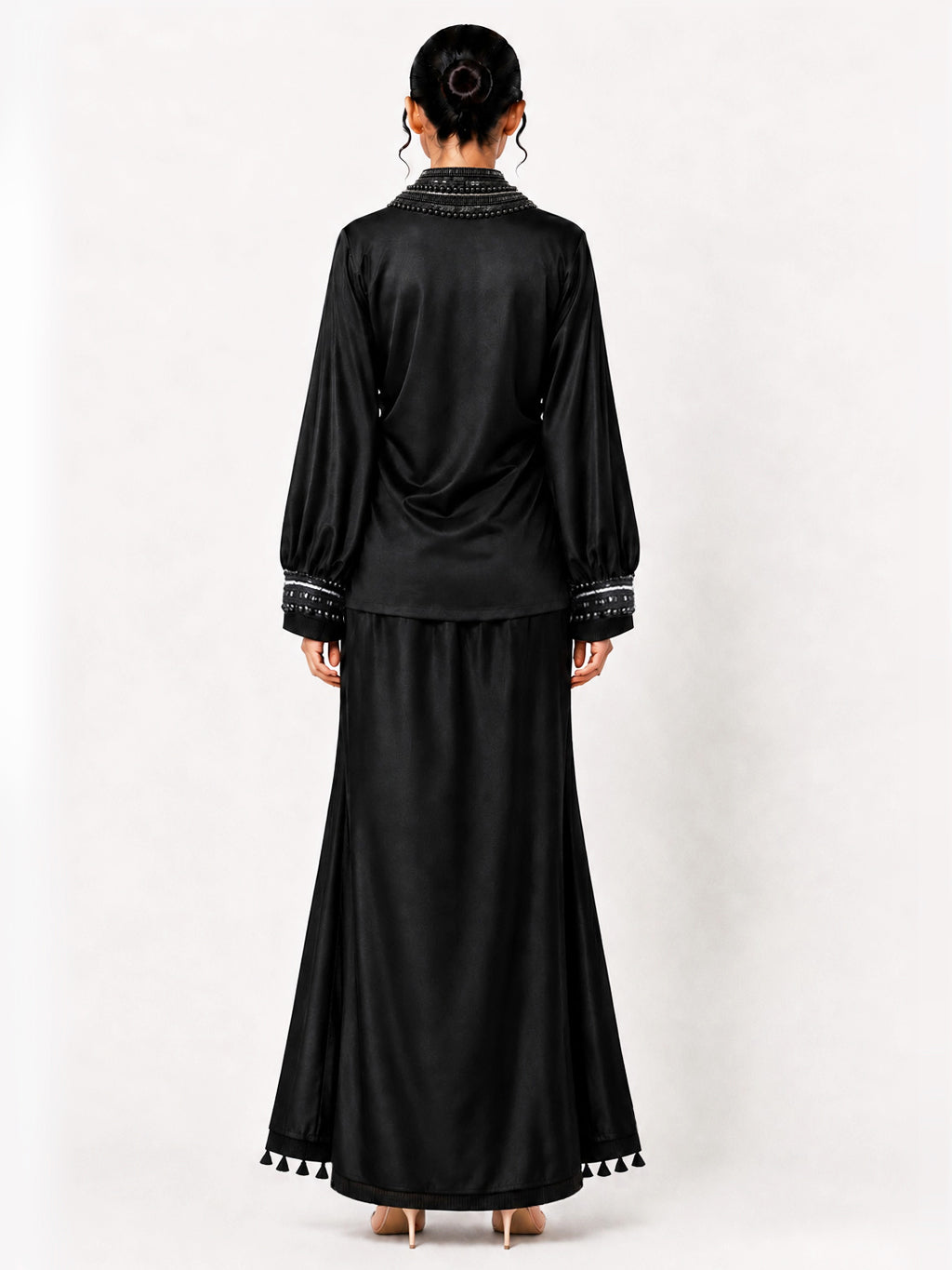 Tassel fringe shirt + Godet skirt set