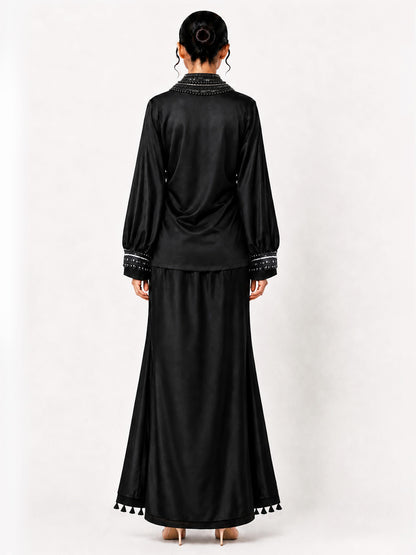 Tassel fringe shirt + Godet skirt set