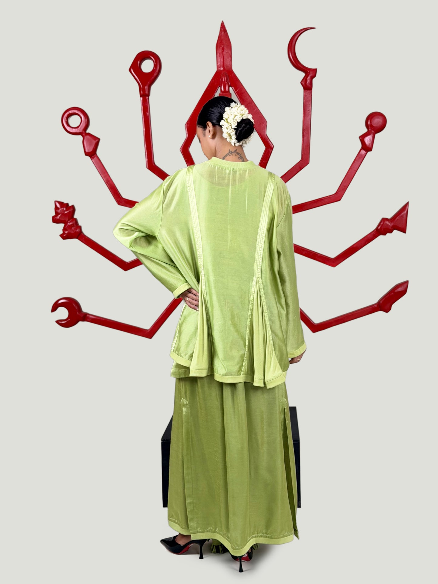 Godets shirt + Lungi skirt set