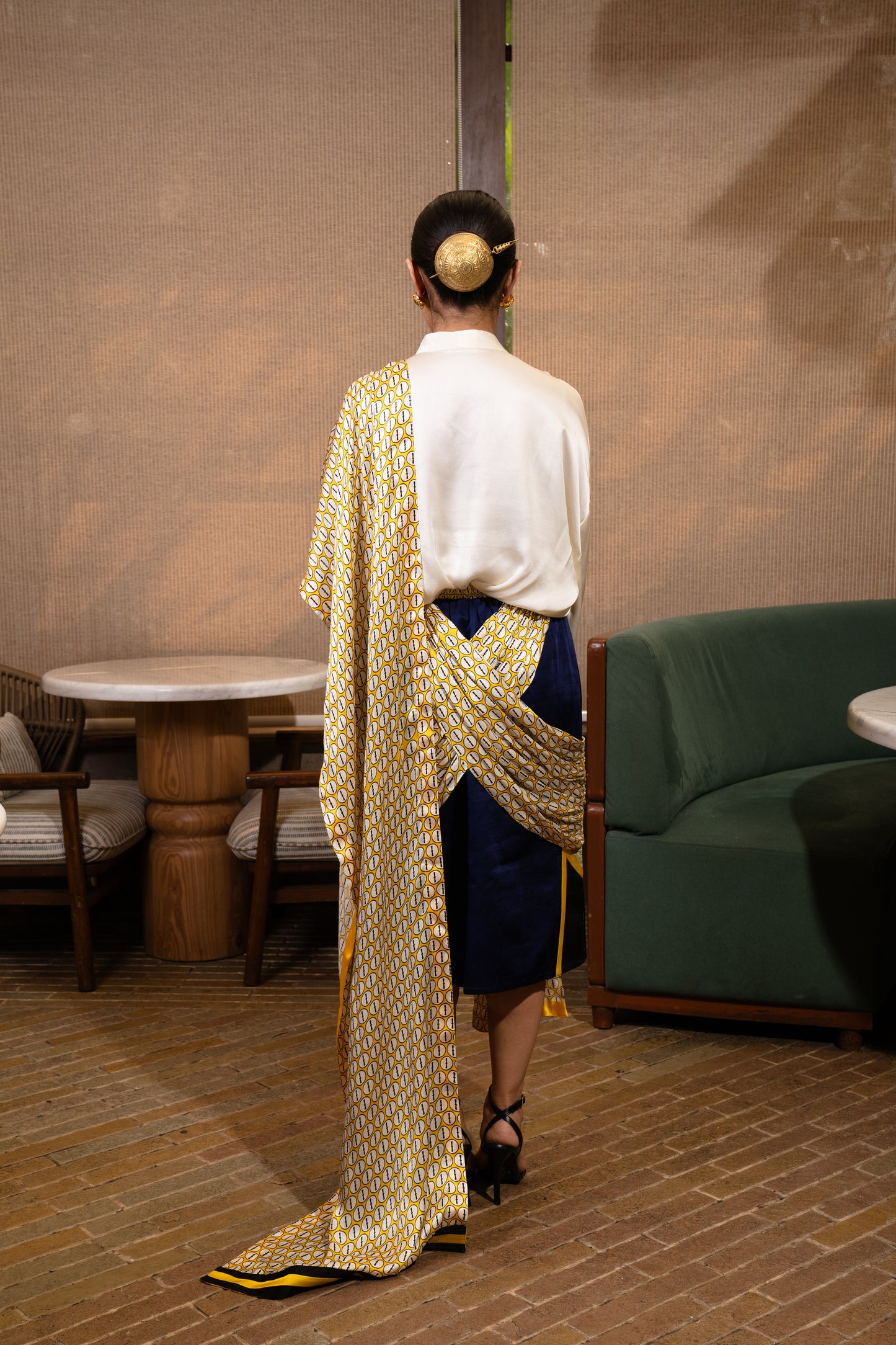 Cross drape skirt set