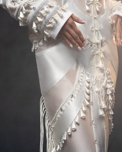 Sculptural patchwork dress