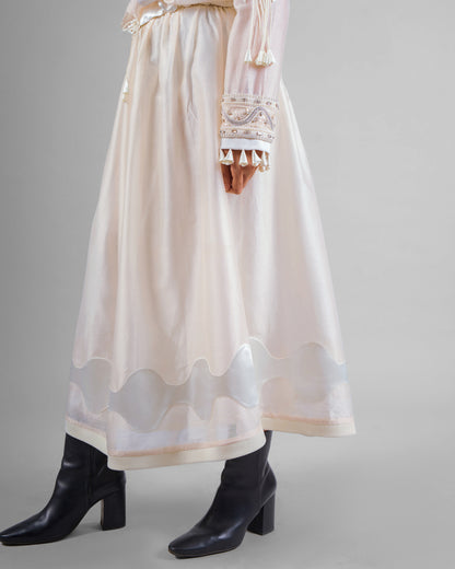 Ornament gathered top + Flared patchwork skirt
