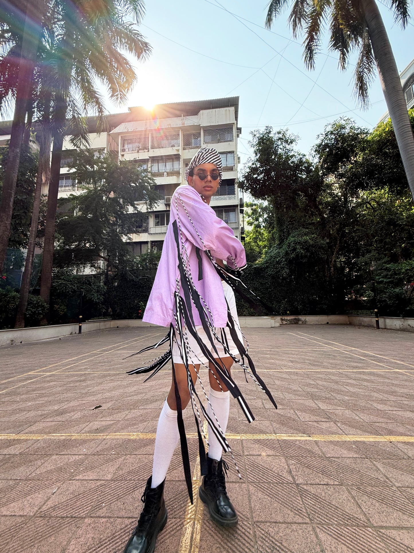 Striped fringed jacket