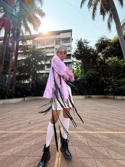 Striped fringed jacket