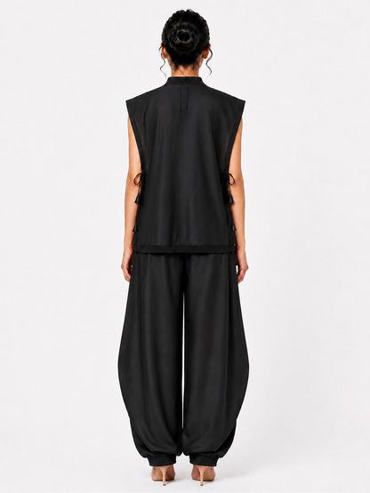 Sculptural vest + Pleated trouser set