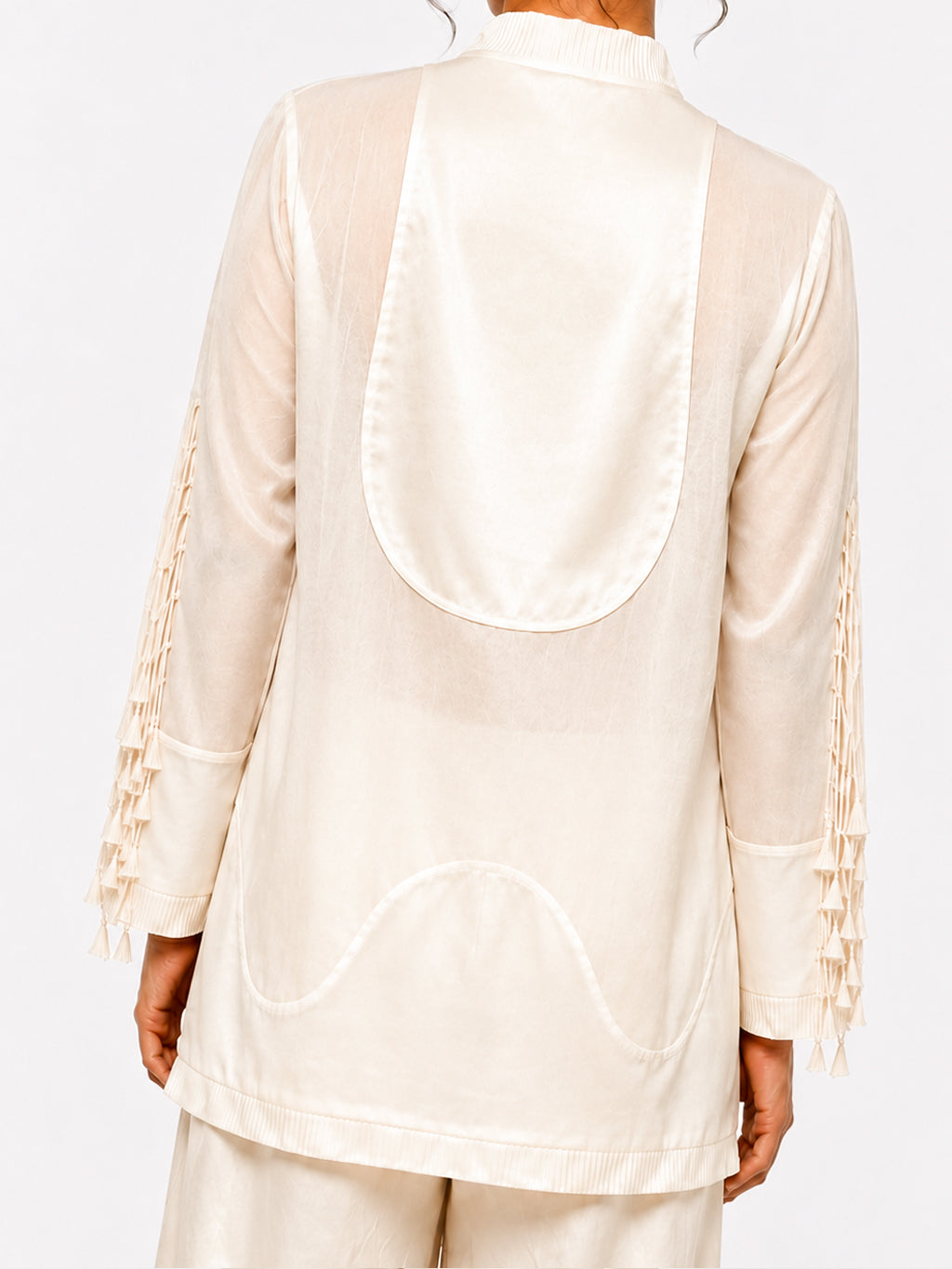Cut-out tassels jacket + Broad trouser set