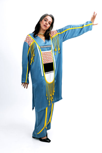 Geometric tassels kurta set