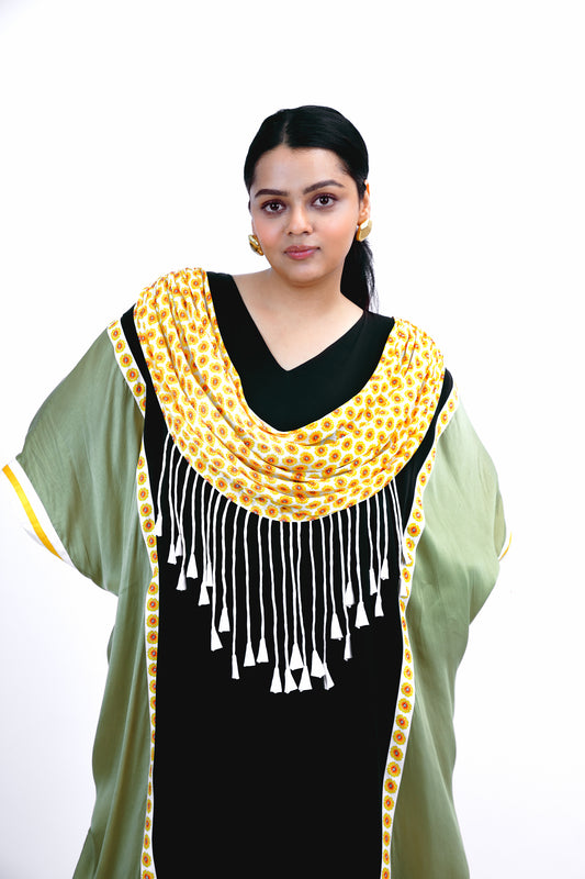 Scallop drape kaftan set