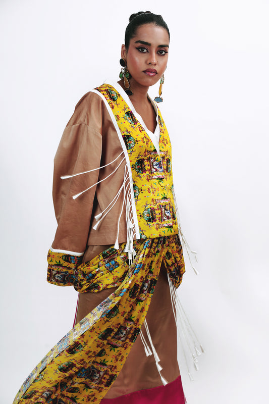 Tassel crop jacket set