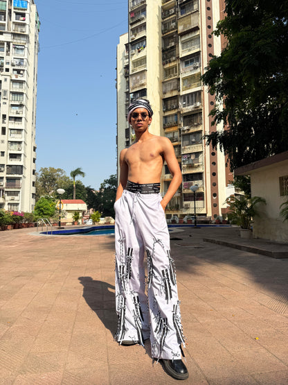 Tie-up fringed trouser