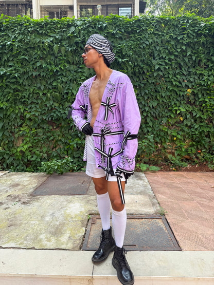 Striped fringed jacket