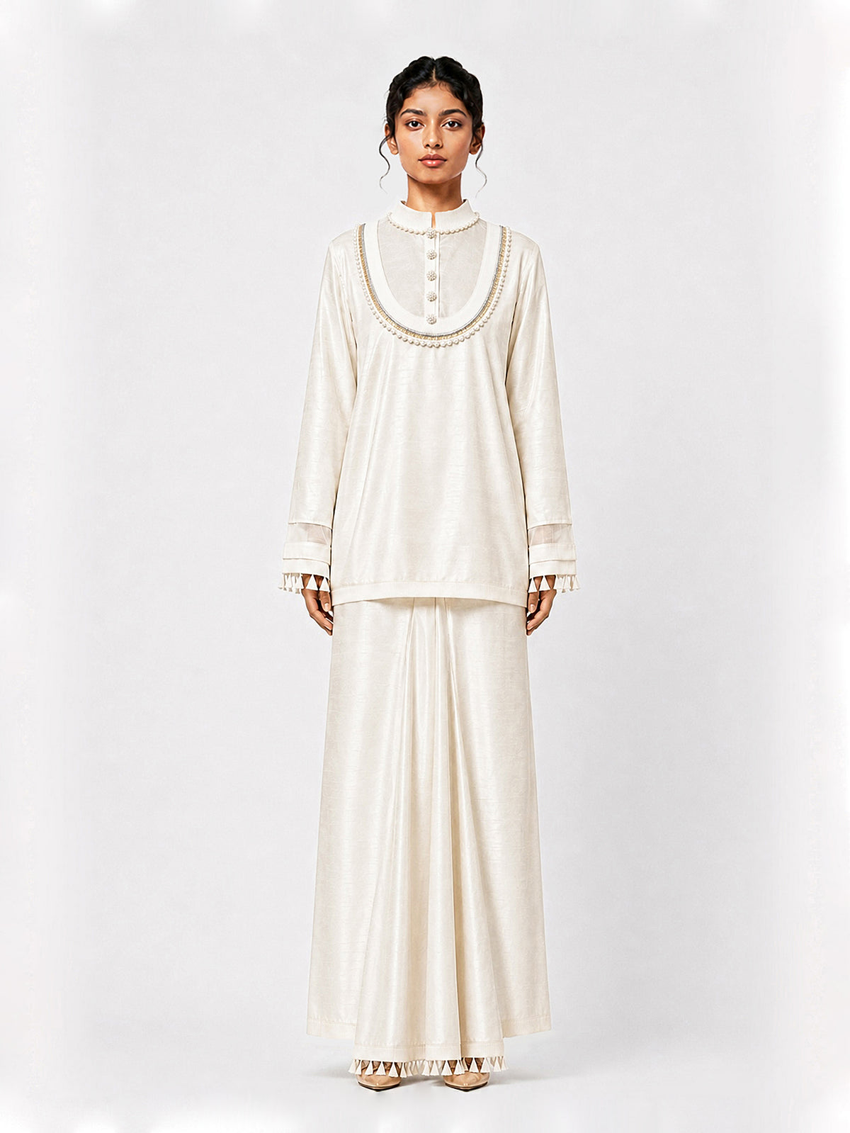 Necklines top + Godet lungi skirt set