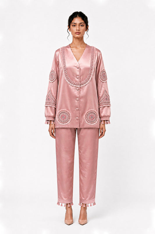 Ornamented blazer + Straight trouser set